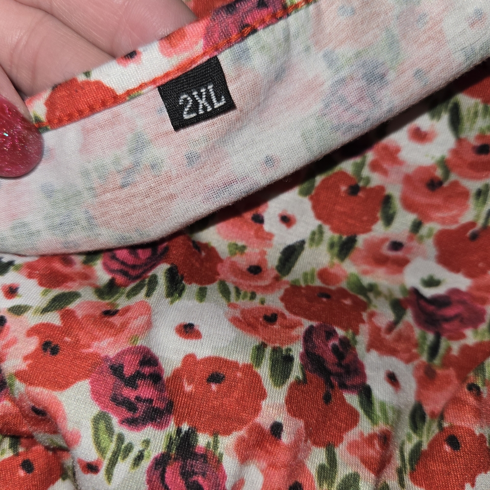 Floral Red Midi Easter Spring Dress 2XL - Picture 7 of 8